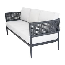 IC INTERNATIONAL CONCEPTS, Outdoor Woven Abaca Rope 3 Seater Patio Sofa with Cushions, Powder Coated Aluminium Frame, 74" W x 31" D x 28" H, 350 Lbs Wt. Capacity, Fully Assembled, Charcoal