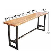DESALAI Industrial Bar Counter Table,Solid Wood Top Table Long Narrow Table,Rectangular Height Pub Rustic Table,Live Edge Kitchen Dining Table,No Stool(78.7", Brown)