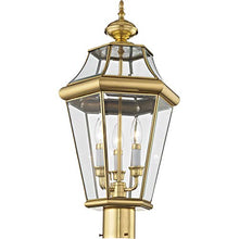 Livex Lighting 2364-02 Outdoor Post with Clear Beveled Glass Shades, Polished Brass