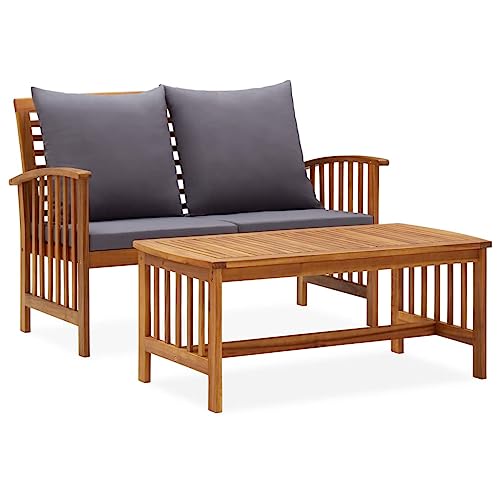 YNGBHFNOP Ensemble Salon de Jardin en Acacia Massif Gris Anthracite avec Finition Huilée, 5 Pièces Confortable et Élégant Pour Terrasse, Balcon ou Jardin, Meuble d'Extérieur Résistant aux Intempéries