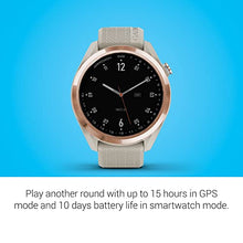 Garmin Approach S42 GPS Golf Smartwatch Rose Gold Ceramic Bezel Tan Silicone Band