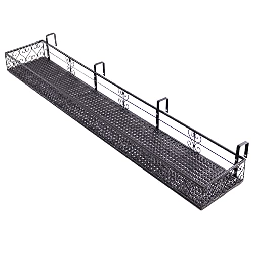 Plant Stand Balcony Railing Planters Hanging Rack, Patio Rail Shelf Flower Pot Holder, Rectangle Succulent Plant Container Accessories for Patio Porch Garden (Size : 150cm x 25cm (59" x 10"))