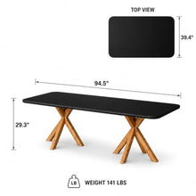 Modern Indoor/Outdoor Matte Black 94.5" Poly-Fiber Dining Table with Acacia Wood Spider Base, 2 Benches & 2 Backless Stools with Acacia Wood Base