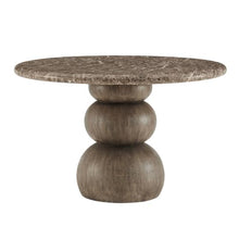 Modway Pietra Modern Sculptural Indoor/Outdoor Round Dining Table in Dark Emperador Marble – Faux Marble Top with Stacked Ball Pedestal Base – Contemporary Round 48" Dining Table