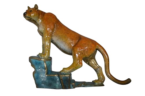 NIFAO Mountain Lion, Cougar Medium Bronze Statue, 55" L x 20" W x 40" H
