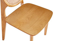 Manhattan Comfort Versailles Rattan Dining Chair, Wicker Round Backrest with Solid Ash Wood Frame, Mid Century Modern Fully Assembled Chairs, Set of 4, Natural