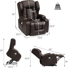 UOPYNE Power Lift Recliner Chair with Massage and Heating, Electric Reclining Sofa for Elderly with Side Pocket and USB Charging Port, Overstuffed Upholstered Home Theater Seating