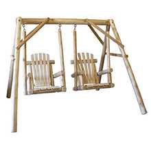 HomeRoots 370295 87 x 70 x 65 in. Wood Double Chair Swing Natural