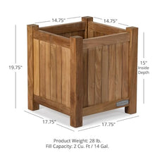 TITAN GREAT OUTDOORS Ash & Ember Grade A Teak Square Planter Box, 2 Cu FT / 14 Gal Fill Capacity, 18x18x20 Naturally Weather-Resistant Planters for Outdoor Plants, Outdoor Patio & Garden Decor