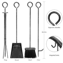 GenSDH Firewood Rack with 5-Piece Fireplace Tool Set – Log Holder Tongs Poker Brush & Shovel – Outdoor Wood Storage Solution for Cozy Fires,A