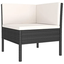 HEFZGDB 5 Piece Patio Lounge Set with Cushions Poly Rattan Black Porch Furniture Patio Table and Chairs Set Outdoor Patio Set Suitable for Lawn, Garden, Poolside.