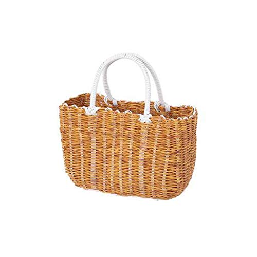 OQPJMYZ Picnic Bags Picnic Basket with Handles, Vegetable Basket, Woven Picnic Supplies, Portable Shopping Basket Travel Camping (Brown 21 * 15 * 25cm)
