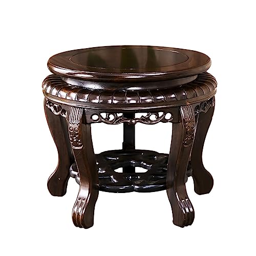 YYBOES Plant Pedestal Stand Wooden Vase Base Vase Display Stand Flower Pot Buddha Statue Decoration Base Retro Crafts Pedestal Stands for Display