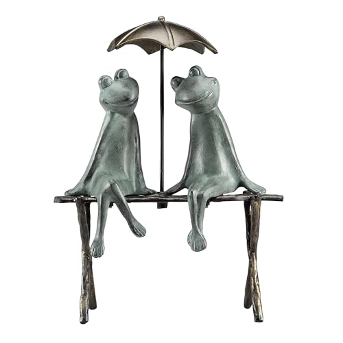SPI Home Cast Aluminum Frog Lovers Garden Sculpture 18 Inches High