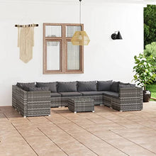 VIHHQGC Grey PE Rattan Large Modular Garden Lounge Set with 9 Seats, Durable Outdoor Furniture and Comfortable Cushions for Patio, Modern Design with Easy Maintenance