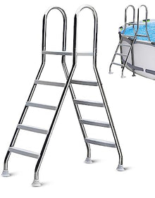 Fiunkes Double Sided Swimming Pool Ladder, Heavy Duty Pool Ladder for Above Ground Pool, Above Ground Pool Ladder Pool Stairs, Removable Stainless Steel Pool Steps Above Ground for 52 Deep Pool