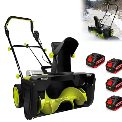 40v Battery Powered Cordless Snow Blower,Lithium Battery Snow Blower 4Batteries