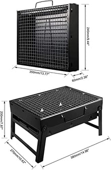 Barbecue Grill Charcoal Grill Barbecue Portable BBQ - Stainless Steel Folding Grill Tabletop Outdoor Smoker BBQ for Picnic Garden Terrace Camping Travel 15.35''x11.41''x2.95''