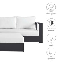Modway Tahoe Aluminum 5-Piece Outdoor Patio Furniture Gray White, Modular Sectional Sofa Set with Weather-Resistant Cushion and Ottoman, Ideal for Deck, Backyard Poolside