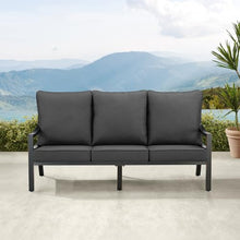 Oakland Living Black Aluminum Patio Deep Seating Outdoor Sofa Couch with Black Cushions