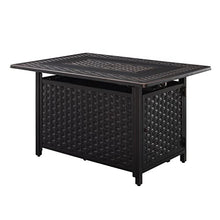 Fire Sense 63699 Albany Woven Aluminum Convertible Gas Fire Pit Table 45,000 BTU Multi-Functional Outdoor Firepit with Fire Bowl Lid Nylon Cover & Clear Fire Glass - Bronze Finish - Rectangular 44"