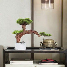 Fake Plants Artificial Bonsai Tree 21.6in Large Luohan Pine Fake Bonsai Plant Interior Decor Simulation Welcome Pine Bonsai Trees Ceramic Vase Bonsai Tree