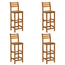 POUFGDR 9 Piece Patio Bar Set, Solid Acacia Wood Garden Bar Set with Oil-Finished Surface, Outdoor Dining with Comfortable Stools and Footrests