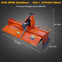 3 Point Rotary Tiller Attachment, Fits Cat 1 Tractors