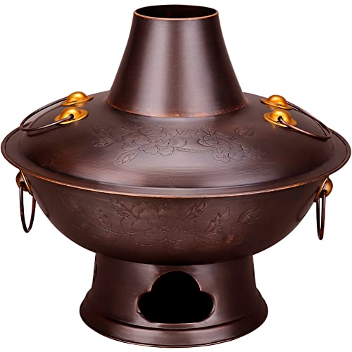 GenSDH Traditional Chinese Vintage Charcoal Shabu with Chimney,32Cm,Ideal for Home Parties & Restaurants,Serves 3-12 People,Perfect for Family Gatherings,Color,40cm