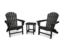 Polywood South Beach 3-Piece Adirondack Chair Set with Side Table Black