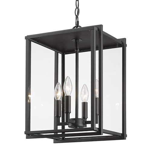 Tribeca 4 Light Pendant - Outdoor Natural Black (UV) with Clear Glass