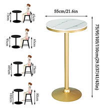 Dntum Bistro Table Made of Marble Top - Round,Small High Table for The Garden, Balcony and Outdoor Catering - Easy-Care Garden Tables with Metal Legs - White and Gold (Black 95cm(37in))