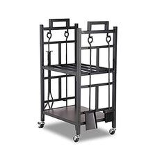 Katzowen 2 Tiers Heavy Duty Wood Storage Holder with Wheels and Tools Sets
