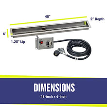 American Fire Products | 48" x 6" Linear Drop-in Fire Pit Pan with Electric Ignition System Kit, CSA | Stainless Steel, Use in Outdoor Fire Pit | for Natural Gas or Propane Fires