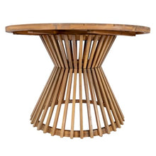Christopher Knight Home Hachi Farmhouse Acacia Wood Round Dining Table, Patio Dining Room Table with Slatted Pedestal Base for Backyard/Garden, Heavy Duty Indoor/Outdoor Dining Table, Light Teak