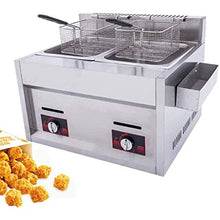 Dntum Fryer, Commercial Gas Fryer, 20L Top Basket Stainless Steel Fryer Restaurant Home Fries Chip with Seasoning Trough