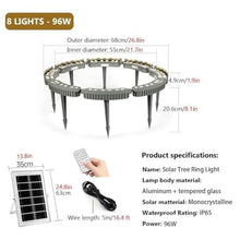 QICBYING Solar LED Tree Ring Lights, Outdoor Landscape Spotlight, Tree Hug Spotlight, IP65 Weatherproof Solar Powered Garden Lighting, for Palm, Orchard Trees, Yard Lighting(Red Light,96W)