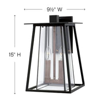 Hinkley Walker Two Light Medium Outdoor Wall Mount, Black
