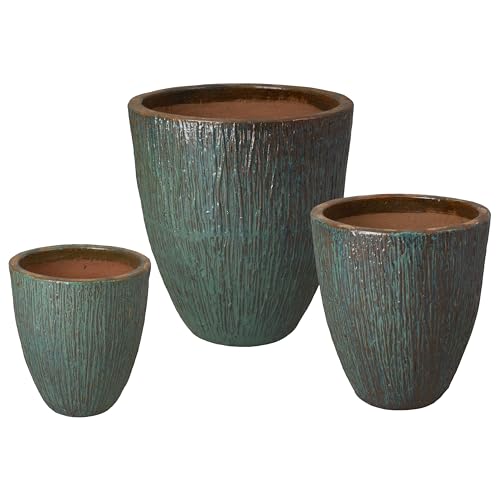 Emissary Ripple Planters S/3 Green 19", 24", 29.5" H