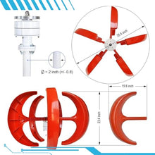 CLPYING 16000W Vertical Wind Turbine Kit, 12V 24V 48V Wind Turbines Generator, 5 Blade Portable Wind Turbine Generator Kit, Electromagnetic Electricity Producer Equipment, Wind Power(Red,48V)