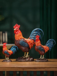 FENGSHUI-CAISHEN Large Colorful Pure Copper Rooster Statue