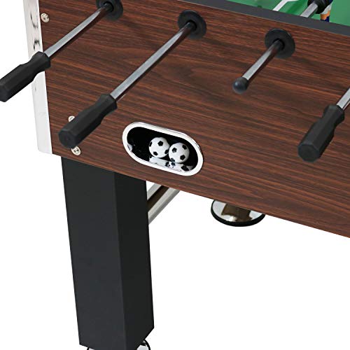 Sunnydaze Foosball Table with Folding Drink Holders - Faux Wood Brown