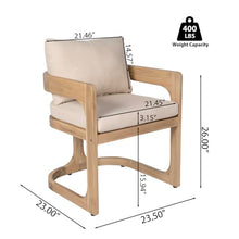 Christopher Knight Home Zeke Outdoor Dining Chairs Set of 2, Acacia Wood Dining Chairs with Water-Resistant Cushions, Patio Side Chairs with U-Shaped Sled Base & Curved Armrests, Beige + Natural