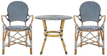 SAFAVIEH Outdoor - Hooper California 3 Piece Bistro Set - Navy & White Faux Wicker & Aluminum Frame - Coastal Design - Ideal for Patio, Deck, Sunroom, Dining Area (PAT9501A-KIT2)