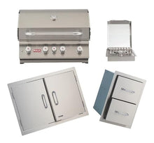 Bull Outdoor Products Premium Outdoor Kitchen Bundle – Angus 75,000 BTU Built-In Grill Head, Double Drawer with Reveal, 38" Double Doors, Single Side Burner, 304 Stainless Steel – LP