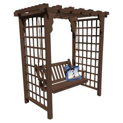 Keystone Amish Co. Bainbridge Cedar Arbor & Swing, 6-Foot, Walnut Stain
