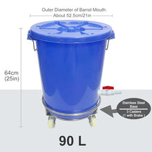 TRUNXUCL Rain Collection Barrel with Stand Water Storage with Casters Plastic Barrel with Lid Water Drum 12/17/24/32 Gallon(Blue,52.5x64cm/21x25in)