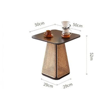 GKOKG Coffee Tables Wabi-sabi Style Wooden Sofa Side Table Living Room Corner Balcony Rattan Bedside
