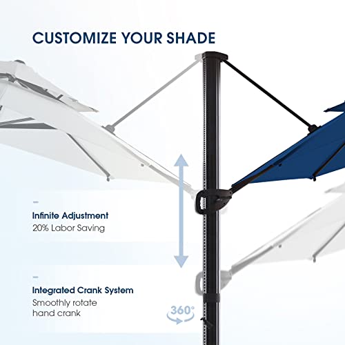 BLUU REDWOOD 11 FT Offset Cantilever Patio Umbrella Classic Blue