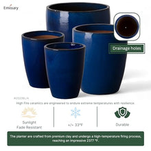 Emissary Home and Garden Bullet 18 in. Blue Ceramic Round Planter (18 in. L x 18 in. W x 21 in. H) with Drainage Hole